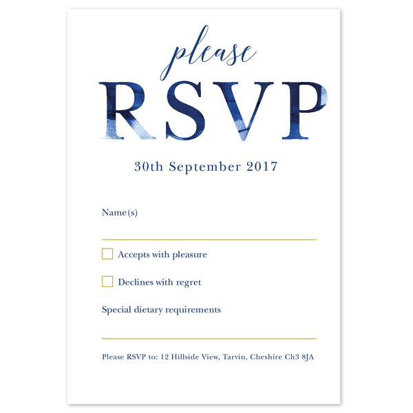 Grace RSVP card *new* navy and gold - Project Pretty