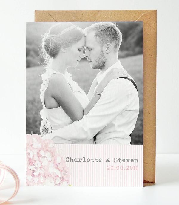 Hydrangea Pink Wedding Photo Thank You Cards - Project Pretty