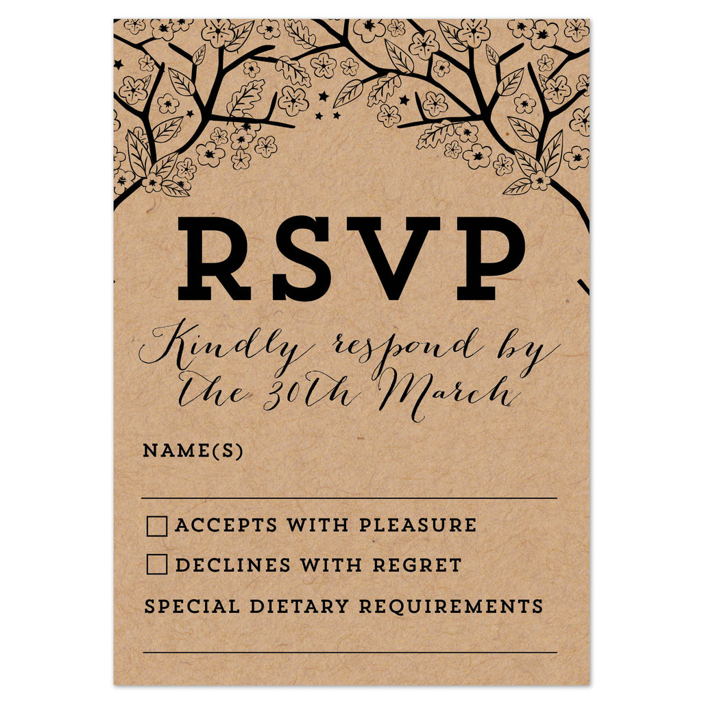 Enchanted Forest Kraft RSVP card - Project Pretty