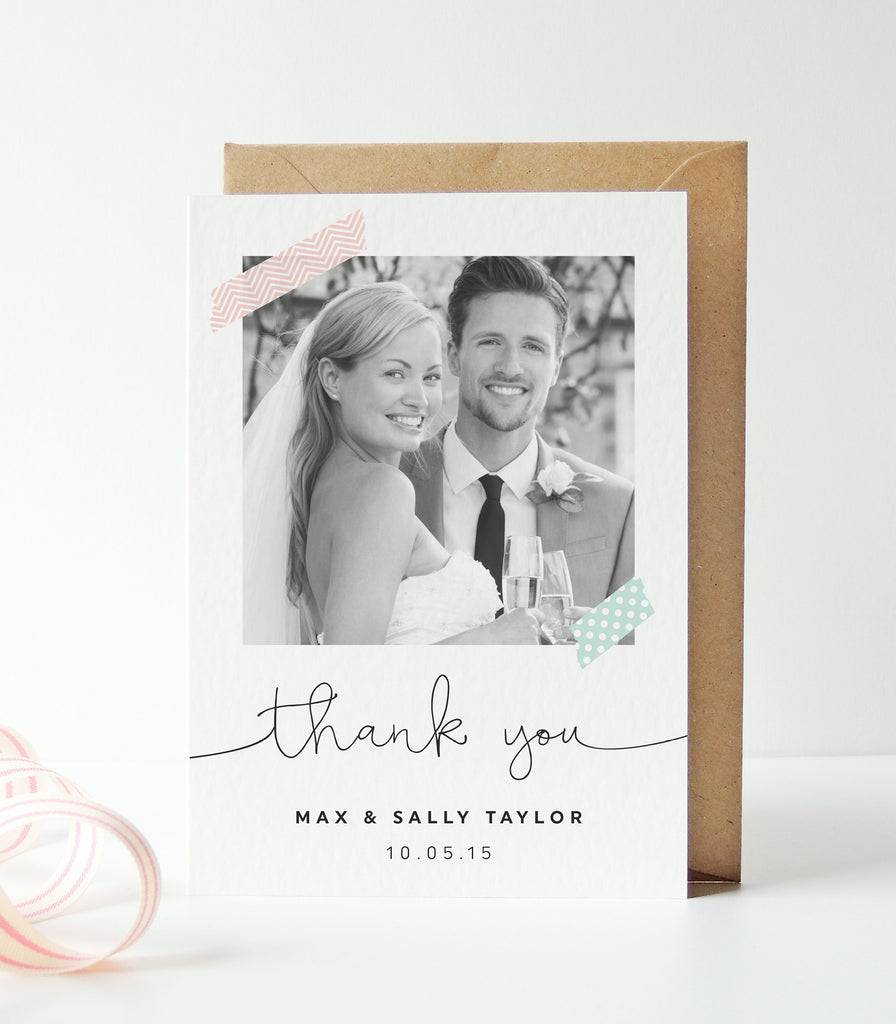 Washi Tape Wedding Photo Thank You Cards - Project Pretty
