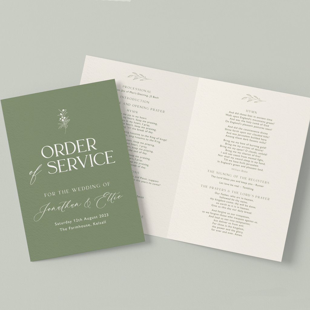 Ettie Order of Service booklets