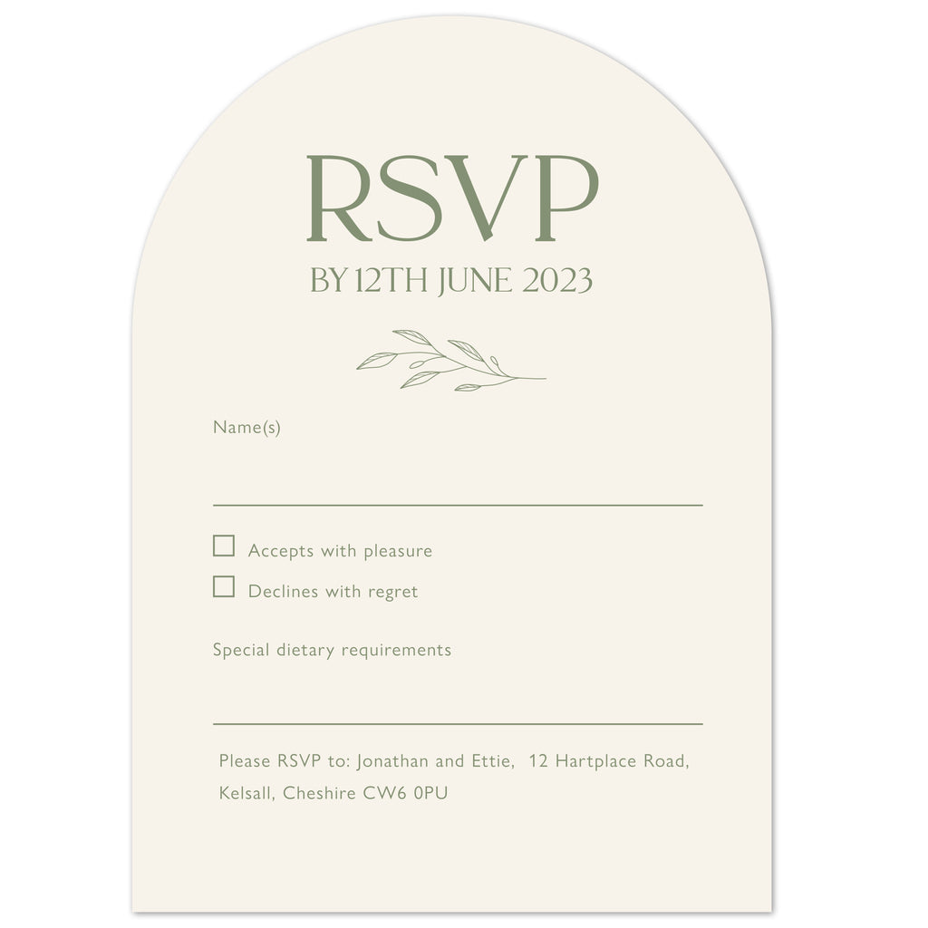 Ettie Arch RSVP card