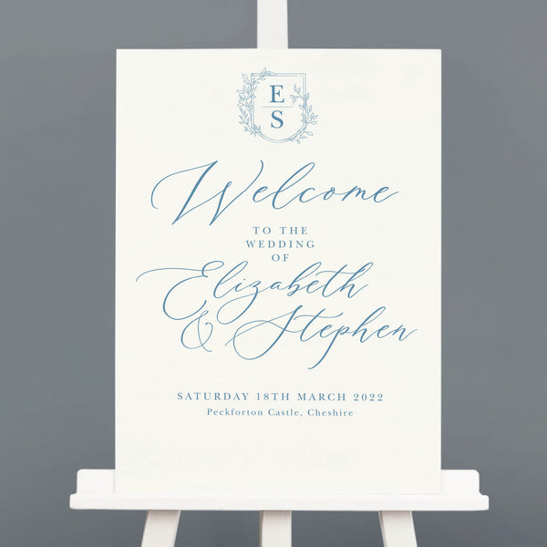 Vintage Crest wedding welcome sign