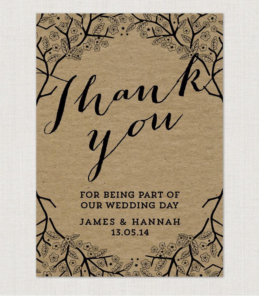 Enchanted Forest Kraft Thank You Card - Project Pretty