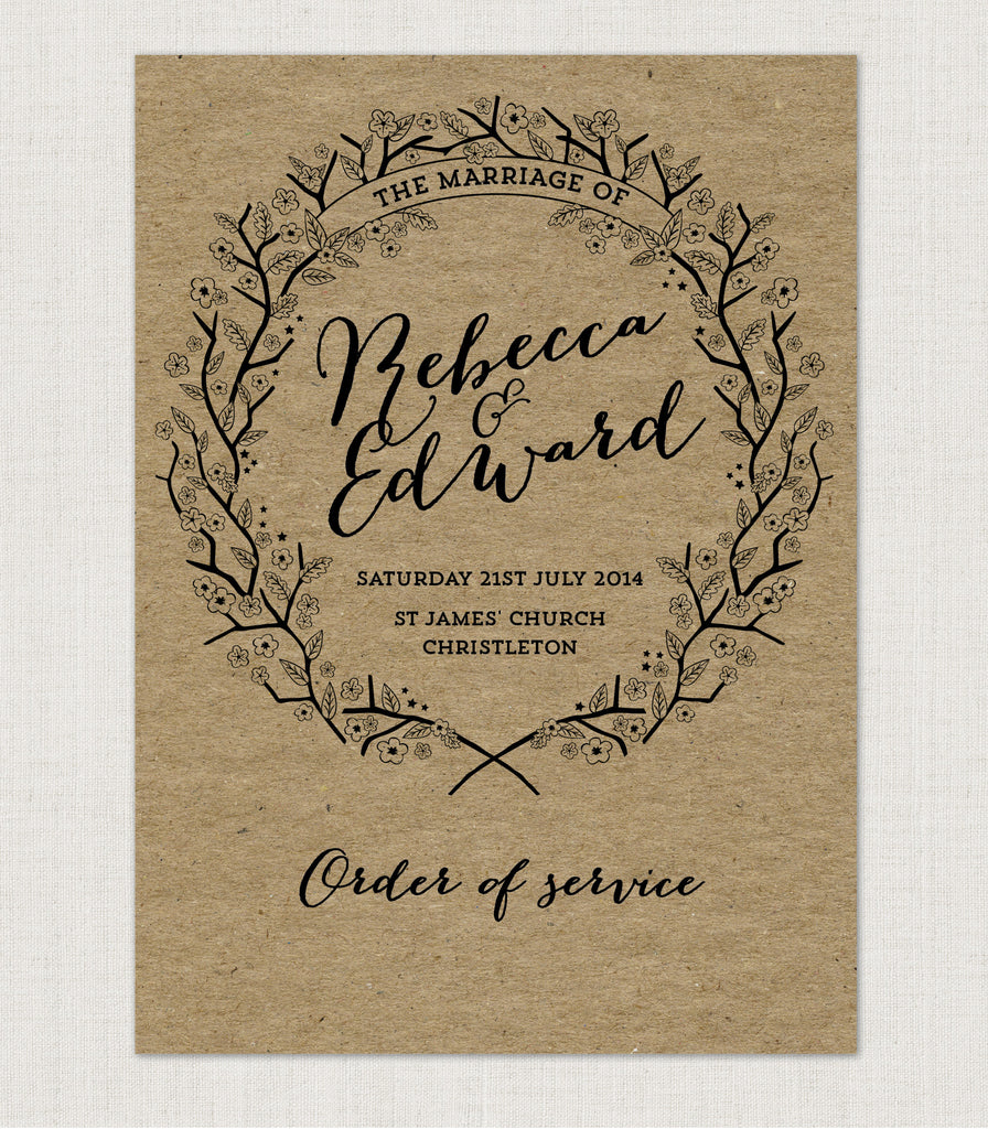 Enchanted Forest Kraft Order of Service booklets - Project Pretty