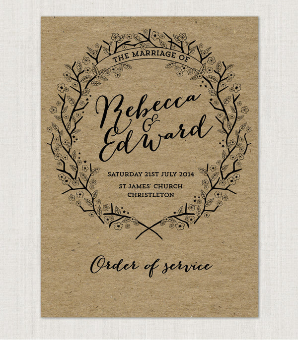 Enchanted Forest Kraft Order of Service booklets - Project Pretty