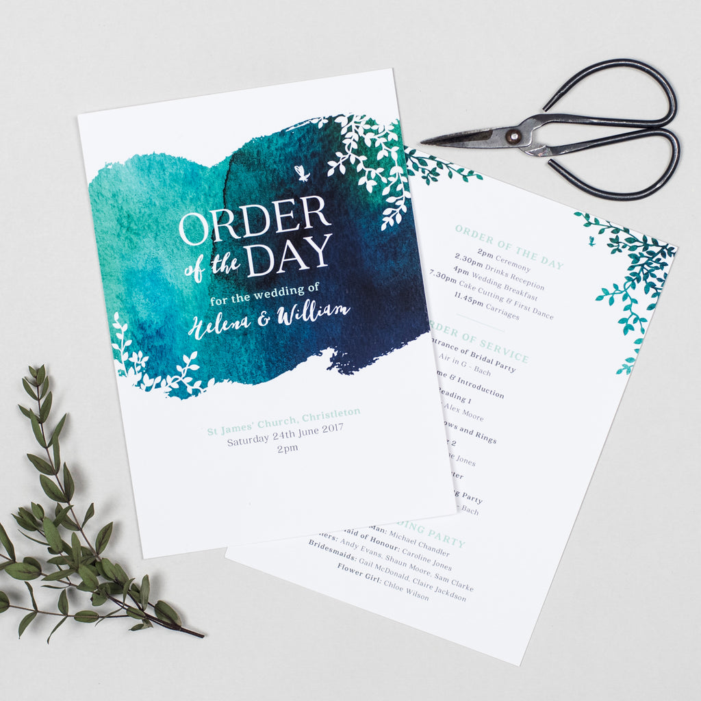 Helena Wedding Order Of The Day Program Cards - Project Pretty