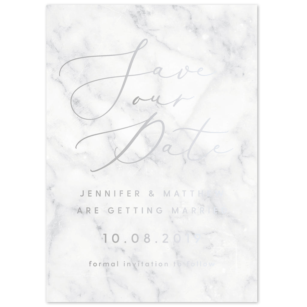 Marble foil save the date card - Project Pretty