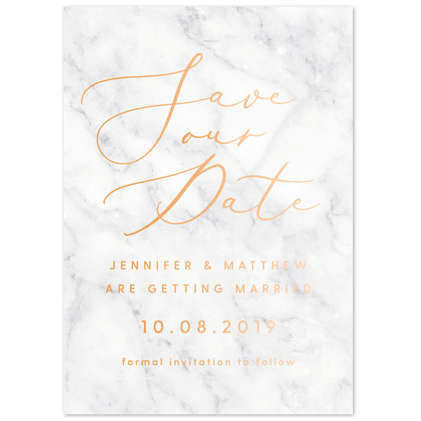 Marble foil save the date card - Project Pretty