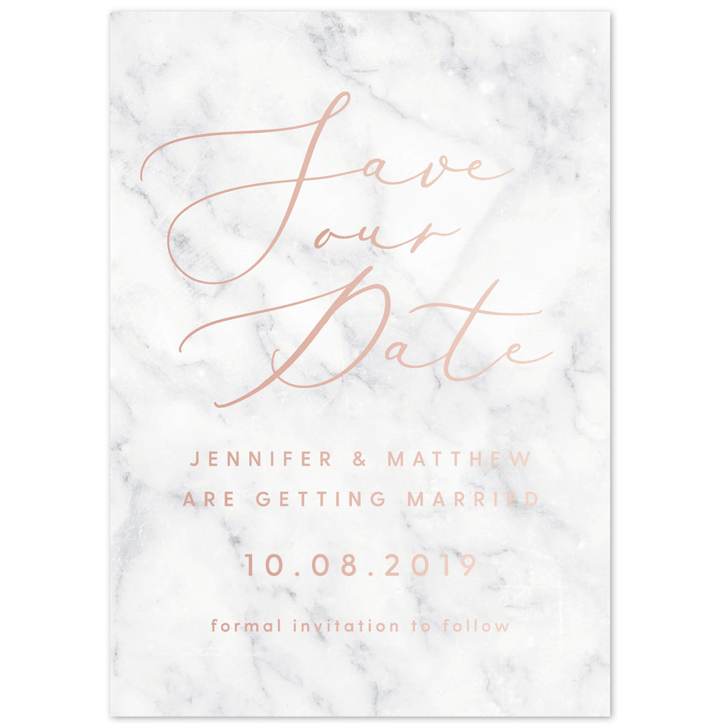 Marble foil save the date card - Project Pretty