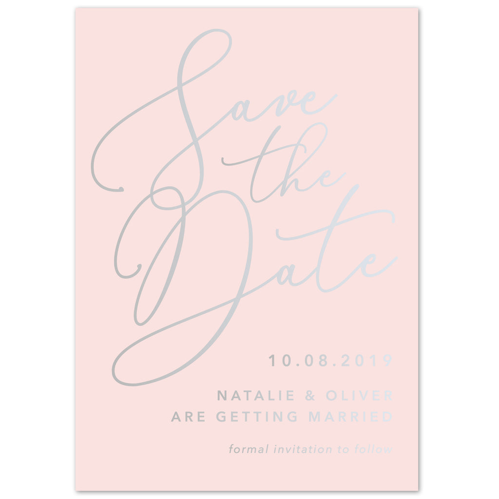 Natalie blush foil save the date card - Project Pretty