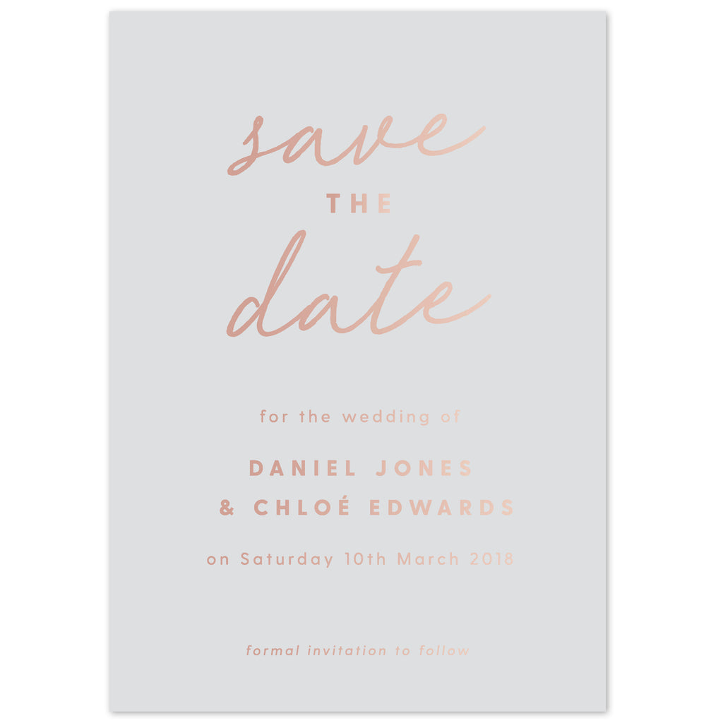 Rachel foil save the date card - Project Pretty
