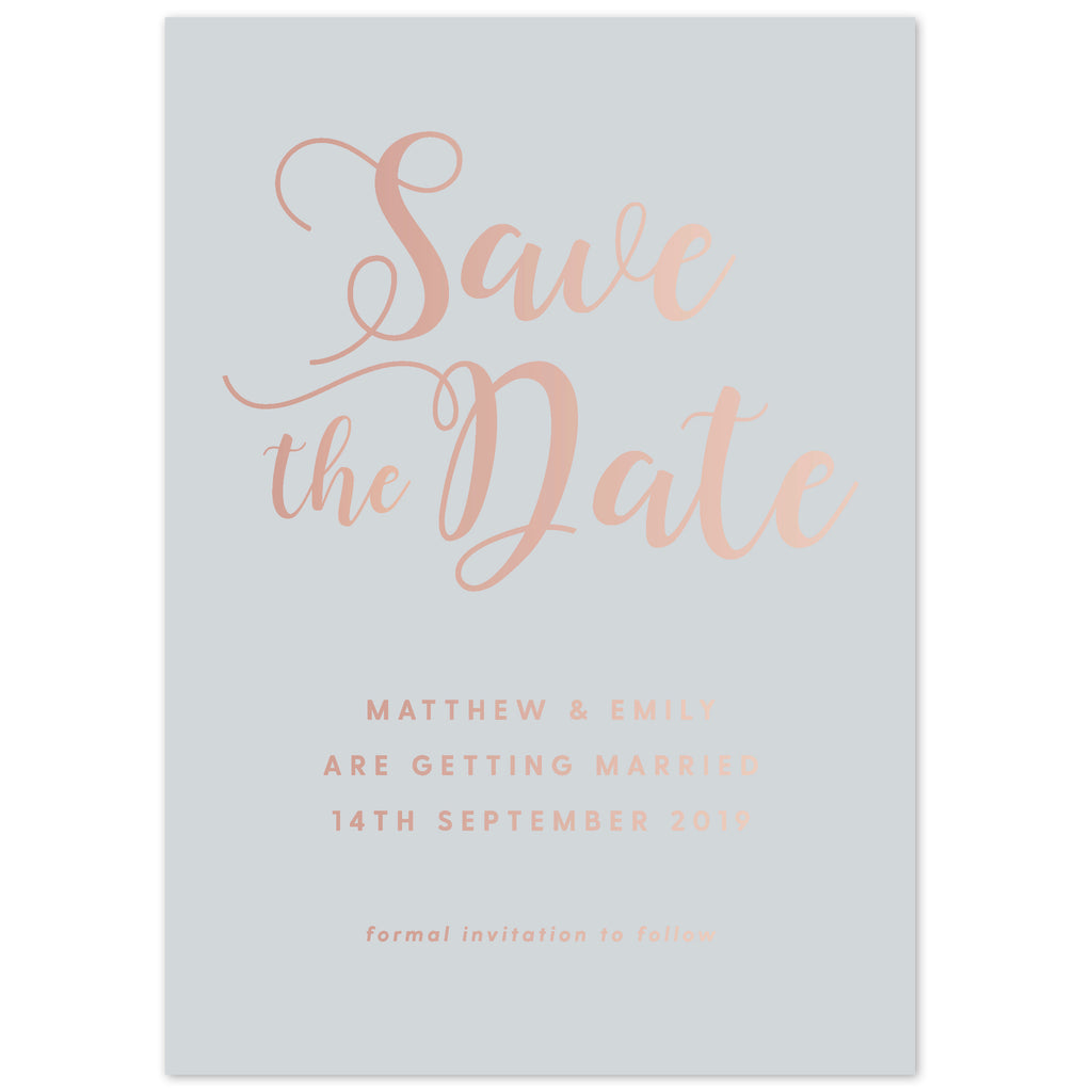 Simple script foil save the date card - Project Pretty