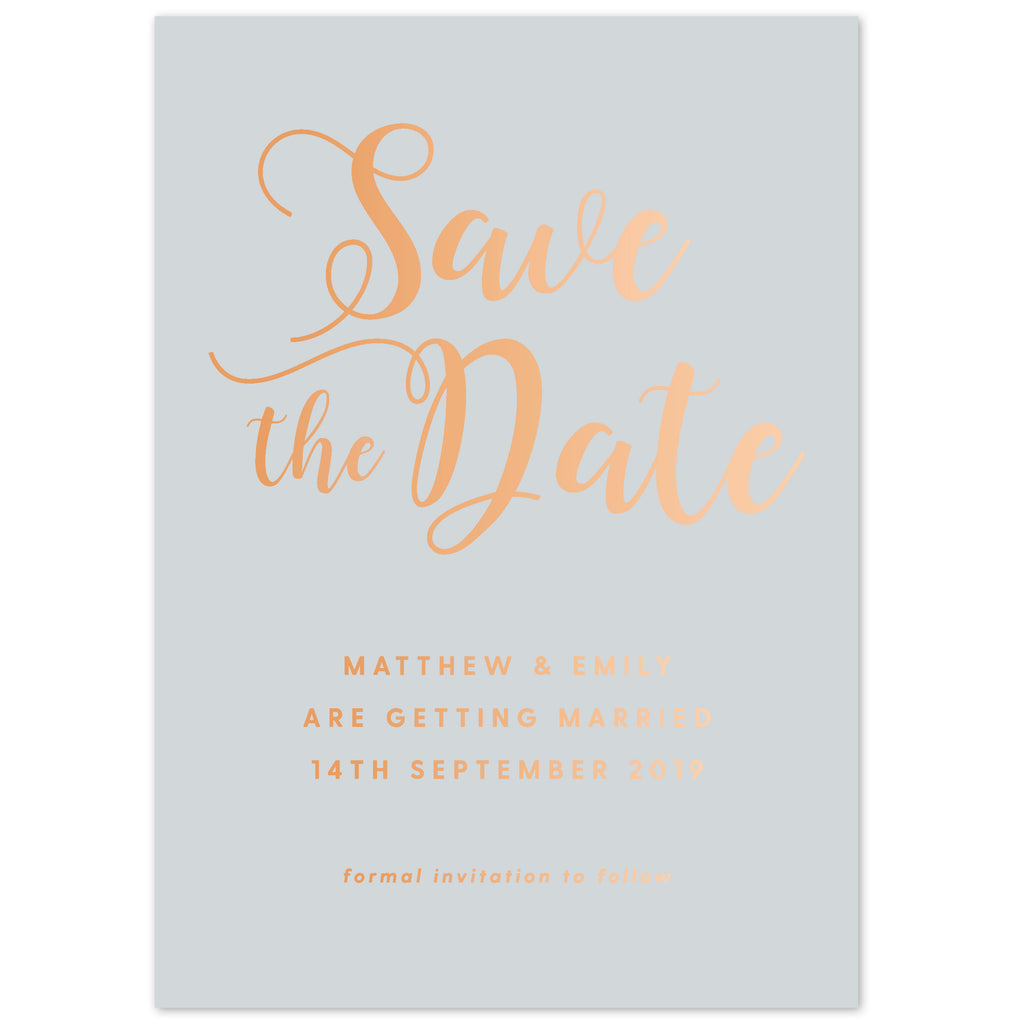 Simple script foil save the date card - Project Pretty