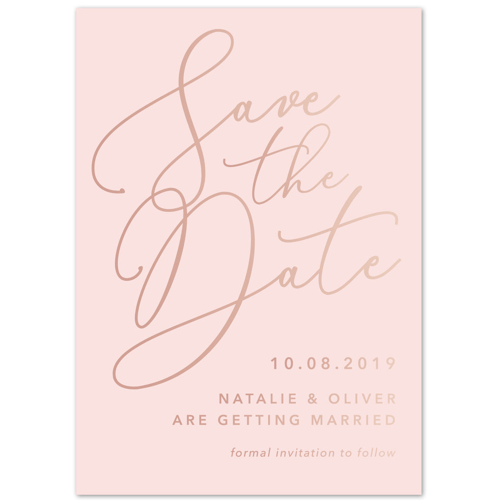 Natalie blush foil save the date card - Project Pretty