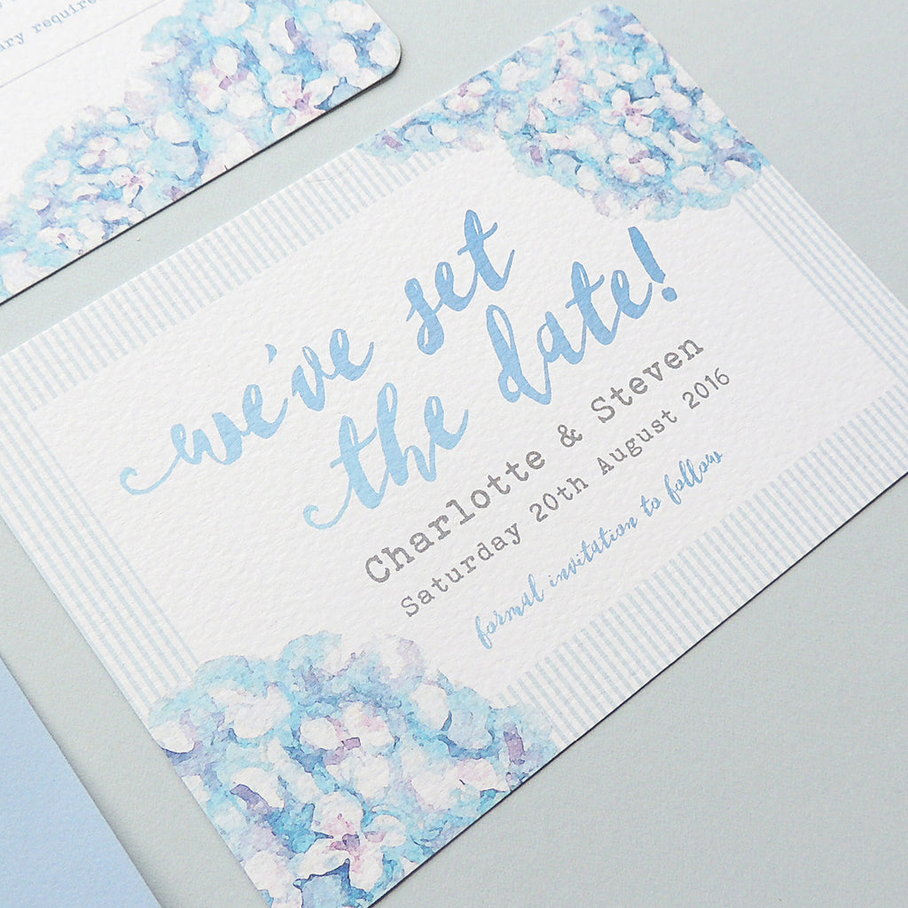 Hydrangea Blue Save The Date - Project Pretty