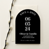 Black Camille arch wedding save the dates
