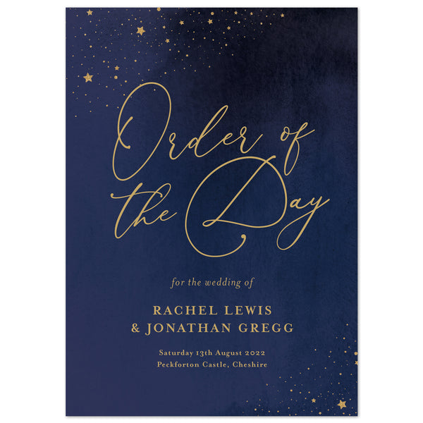 Celeste Wedding Order Of The Day Program Cards