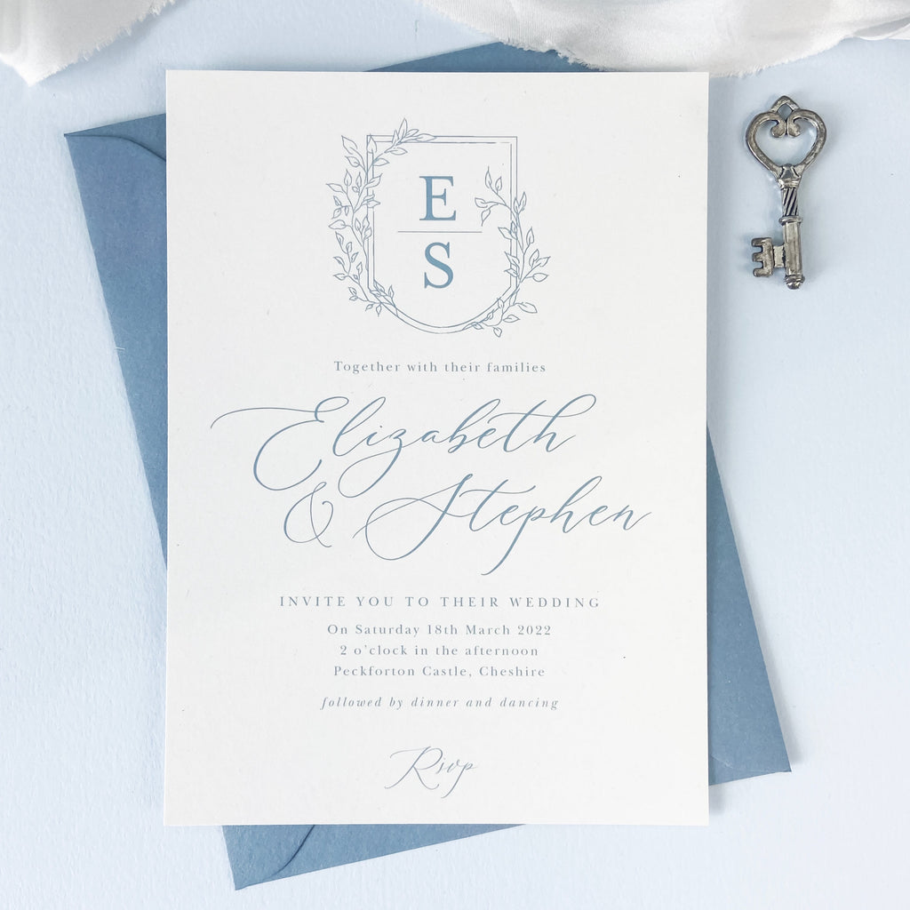 Vintage Crest Wedding Invitation