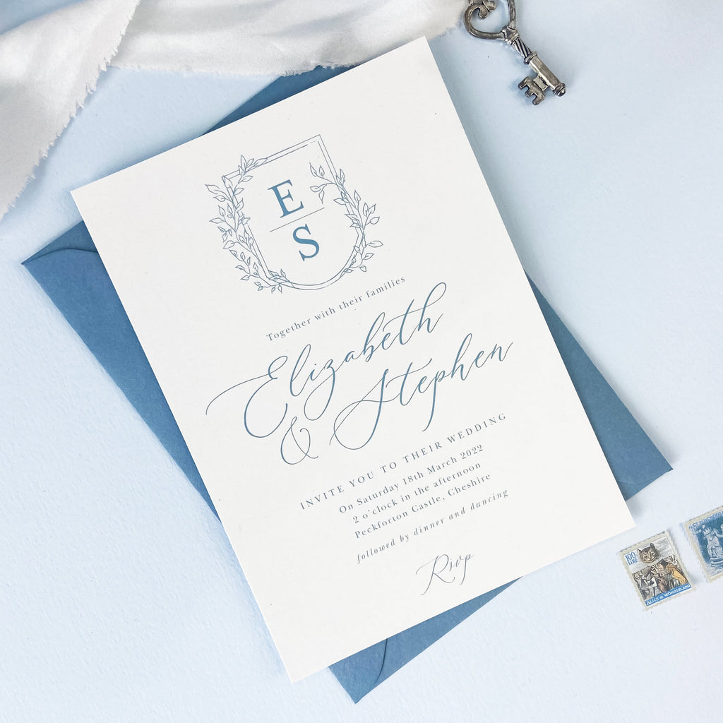 Vintage Crest Wedding Invitation