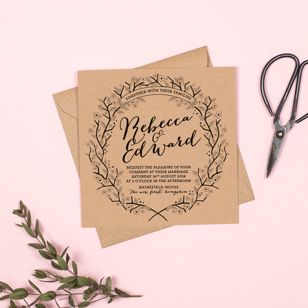 Enchanted Forest Kraft Wedding Invitation - Project Pretty