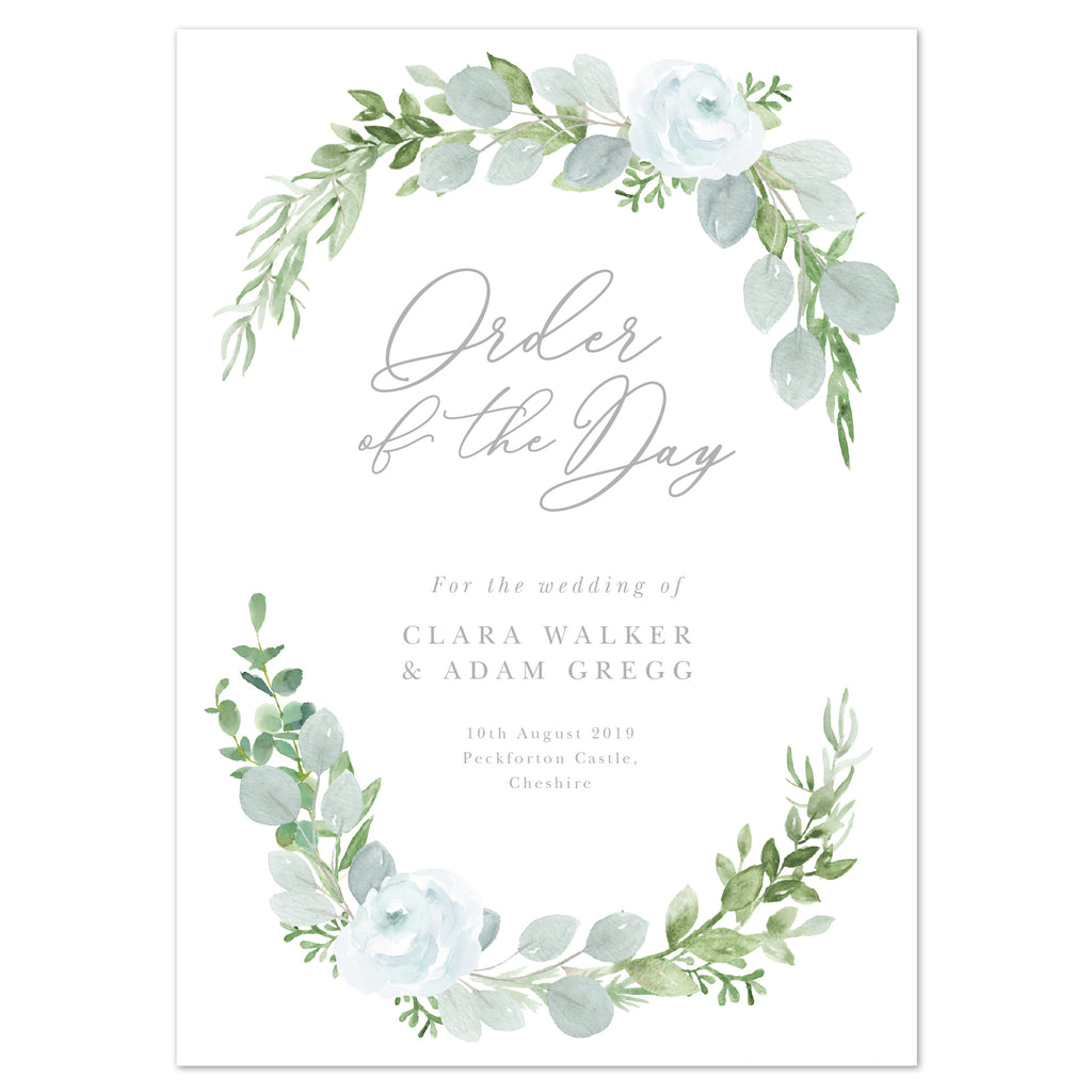 Eucalyptus Wedding Order Of The Day Program Cards - Project Pretty