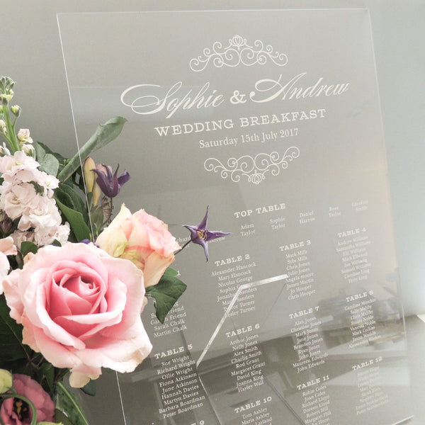 Eva perspex A2 wedding table plan - Project Pretty