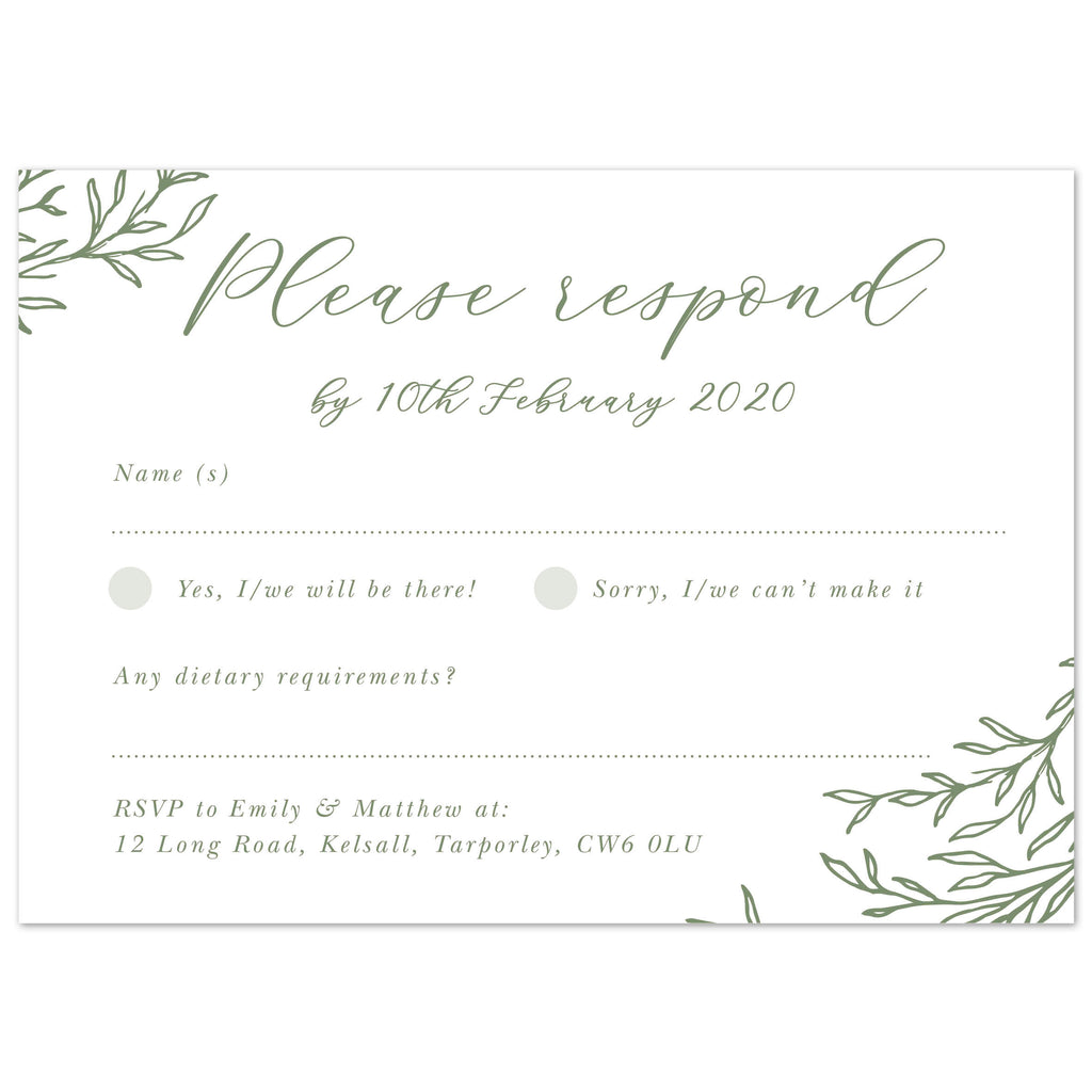 Florence Delicate Foliage RSVP card - Project Pretty