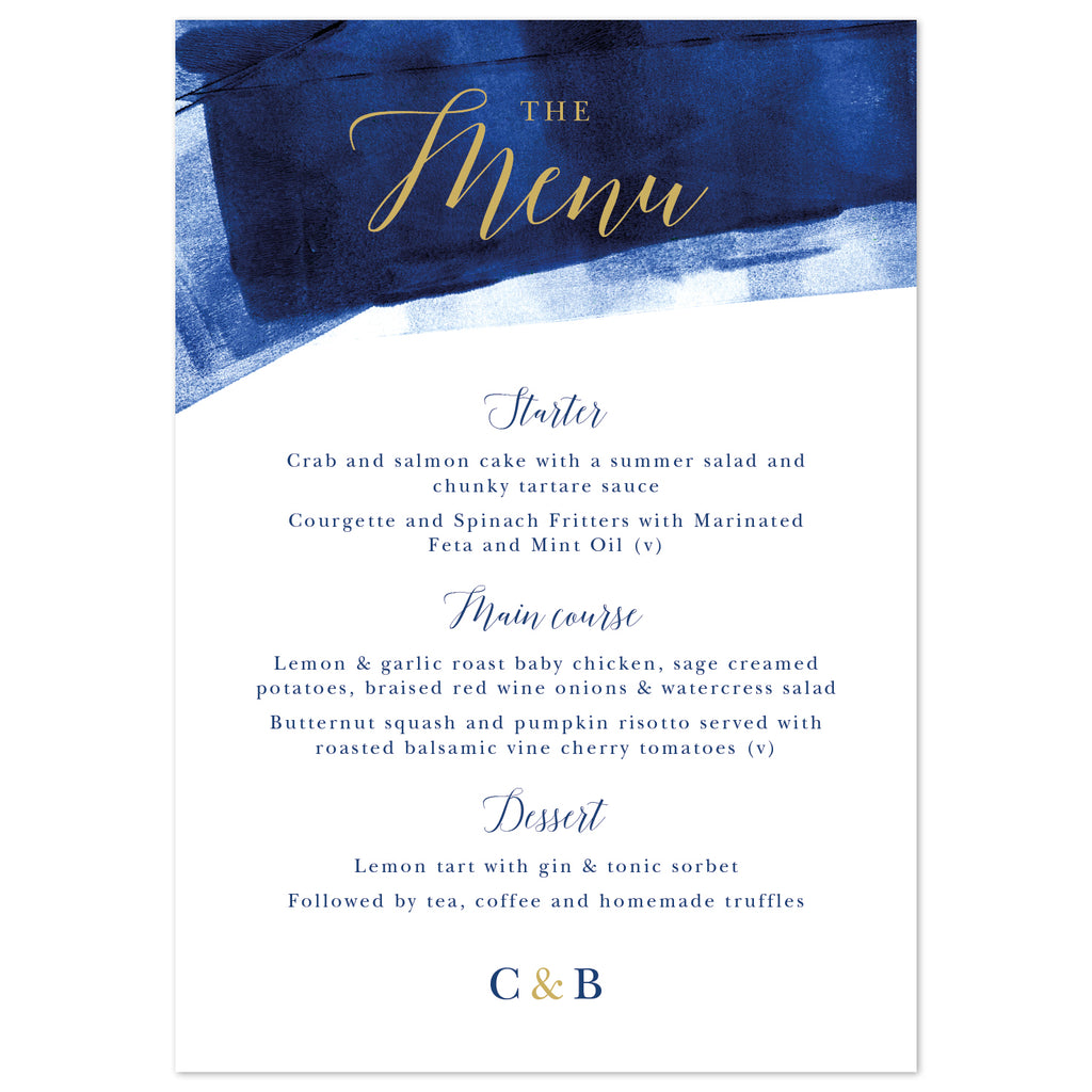 Grace Menu Cards *new* navy and gold - Project Pretty