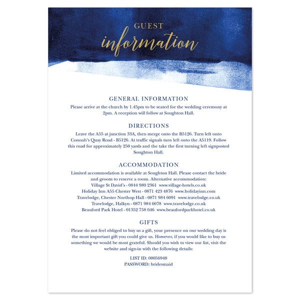 Grace information card *new* navy and gold - Project Pretty