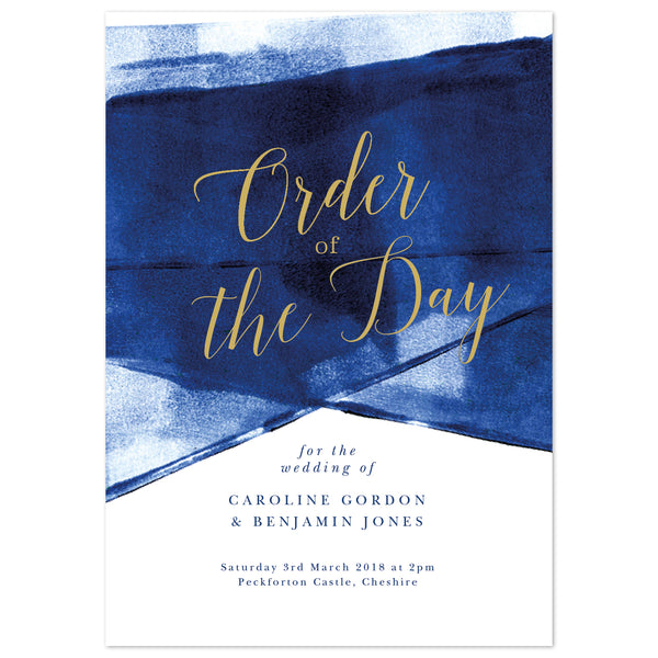 Grace Wedding Order Of The Day Program Cards *new* navy and gold - Project Pretty