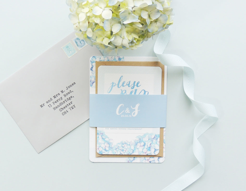 Hydrangea Blue Wedding Invitation - Project Pretty