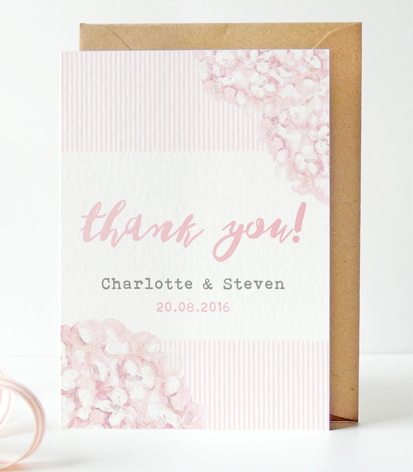 Hydrangea Pink Thank You Card - Project Pretty