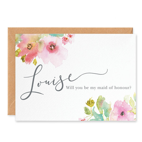 Juliette Personalised 'Will You Be My Maid of Honour?' Card - Project Pretty