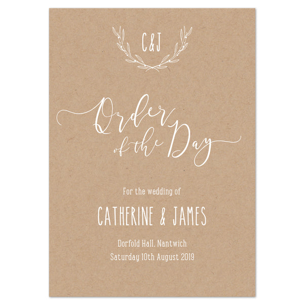 Laurel Wedding Order Of The Day Program Cards - Project Pretty