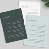 Forest Green wedding menu cards for the Modern Type wedding stationery collection