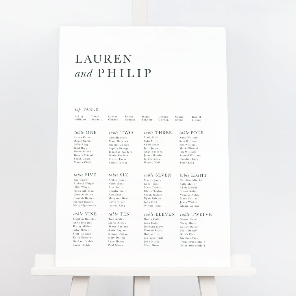 Modern Type wedding Table Plan