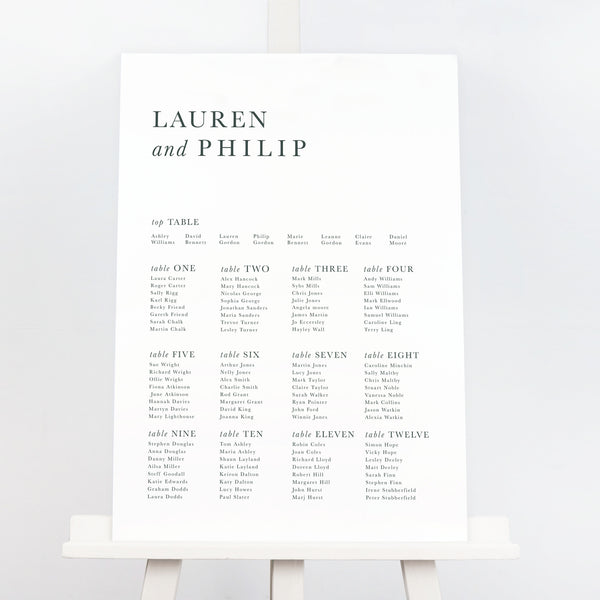 Modern Type wedding Table Plan