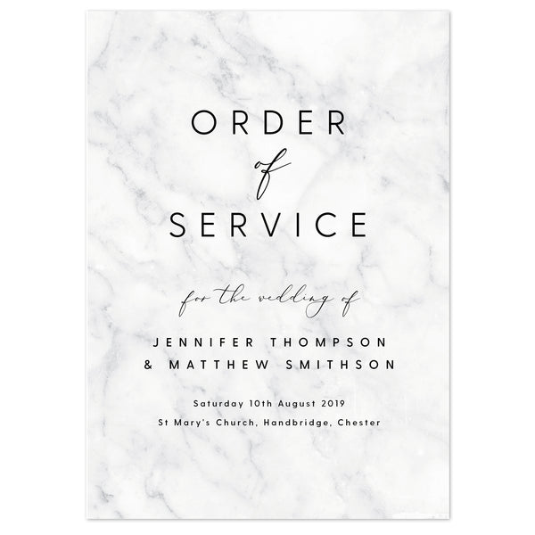 Monochrome Marble Order of Service booklets - Project Pretty