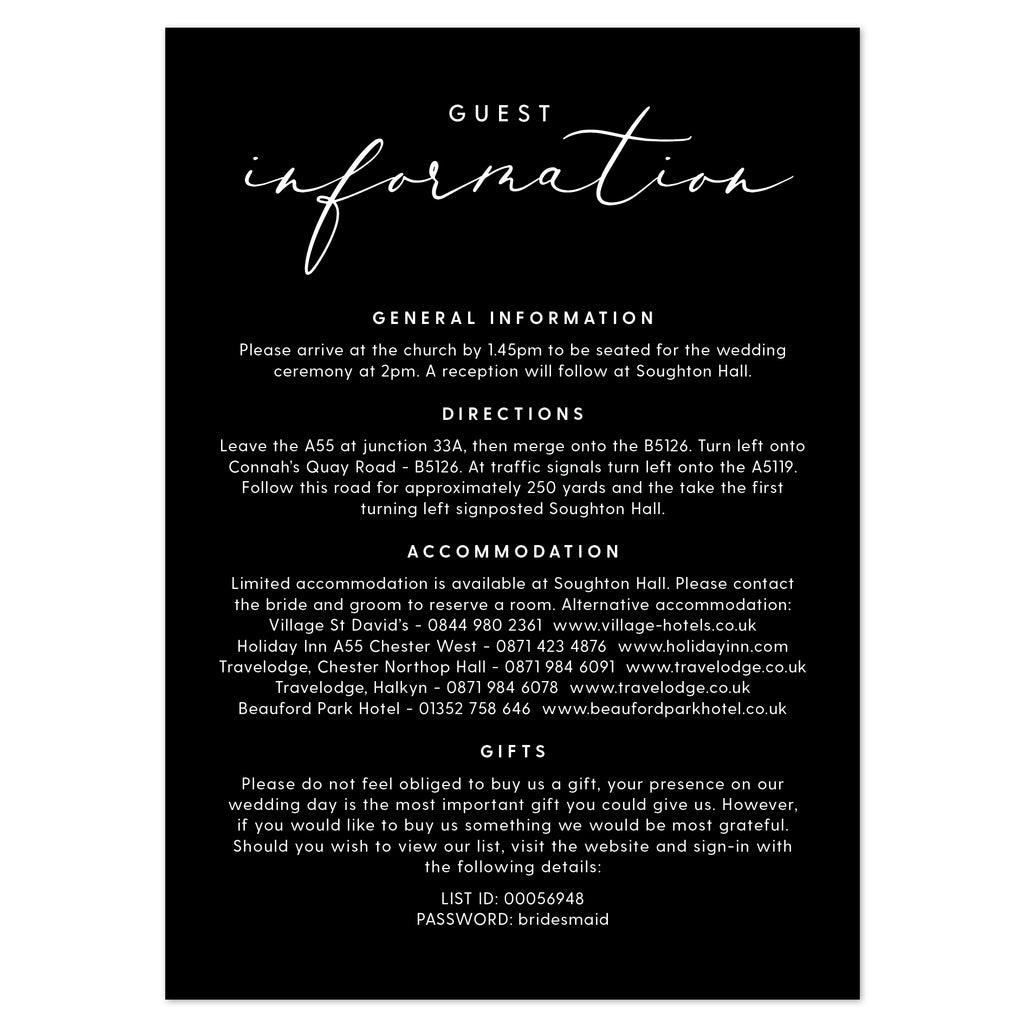 Monochrome Marble information card - Project Pretty