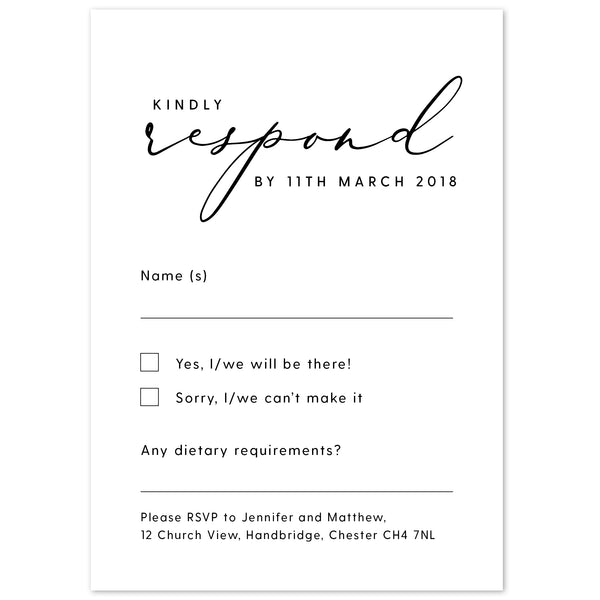 Monochrome Marble RSVP card - Project Pretty