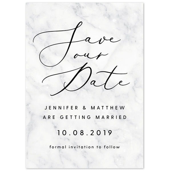 Monochrome Marble Save The Date - Project Pretty