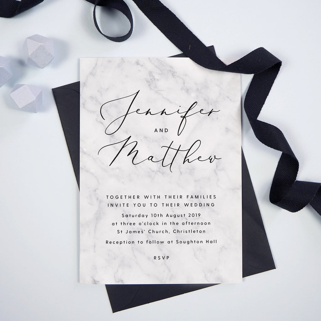 Monochrome Marble Wedding Invitation - Project Pretty