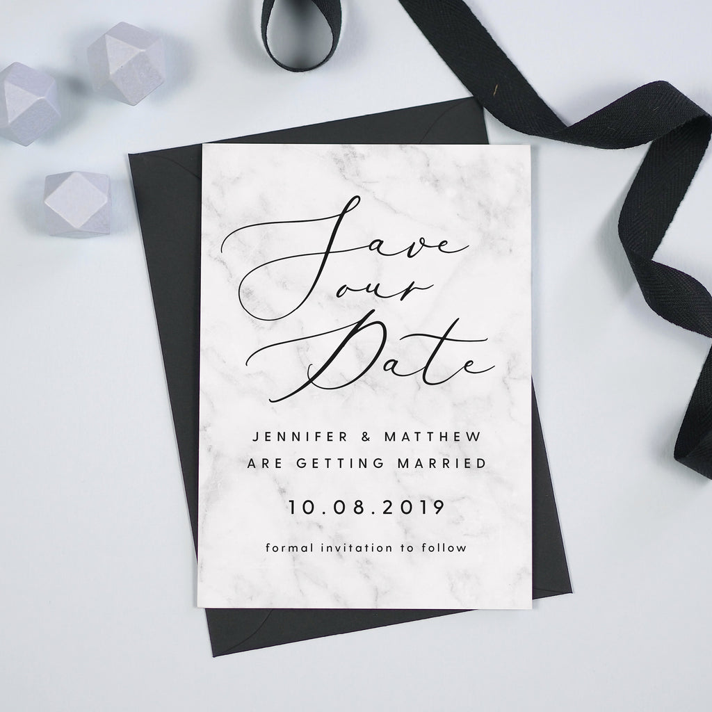 Monochrome Marble Save The Date - Project Pretty