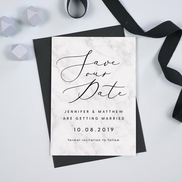 Monochrome Marble Save The Date - Project Pretty