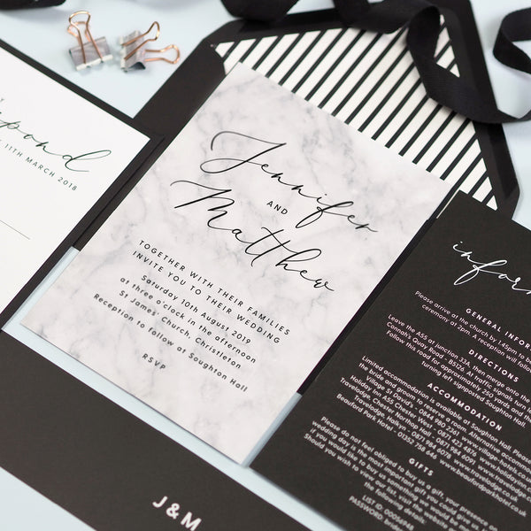 Monochrome Marble Wedding Invitation - Project Pretty