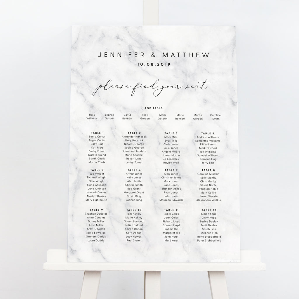 Monochrome Marble Table Plan - Project Pretty
