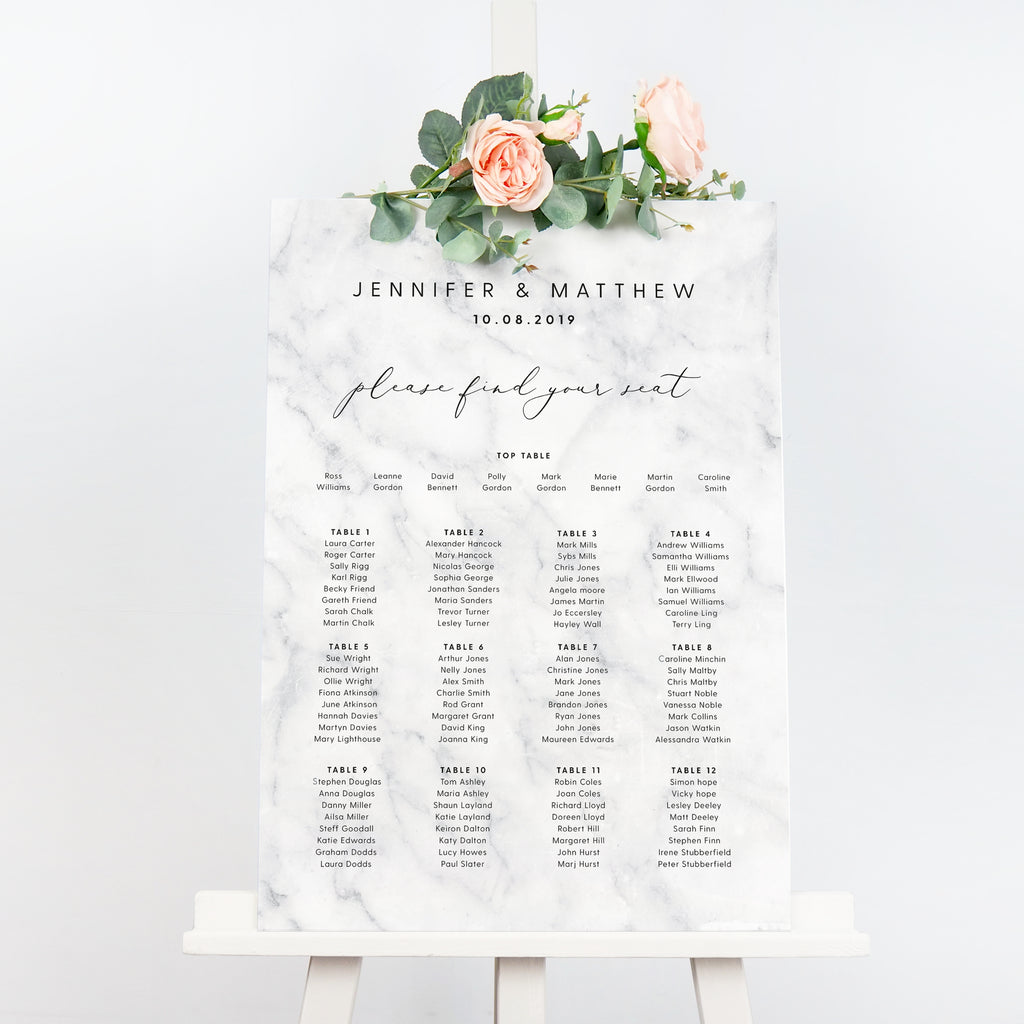 Monochrome Marble Table Plan - Project Pretty