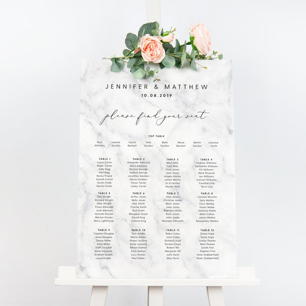 Monochrome Marble Table Plan - Project Pretty