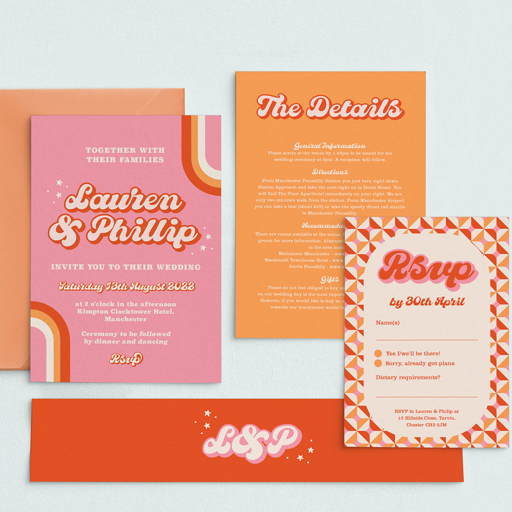 Nancy 70's Retro Wedding Invitation